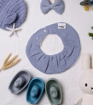 Babero algodón azul Pack 3 Babaté Kids