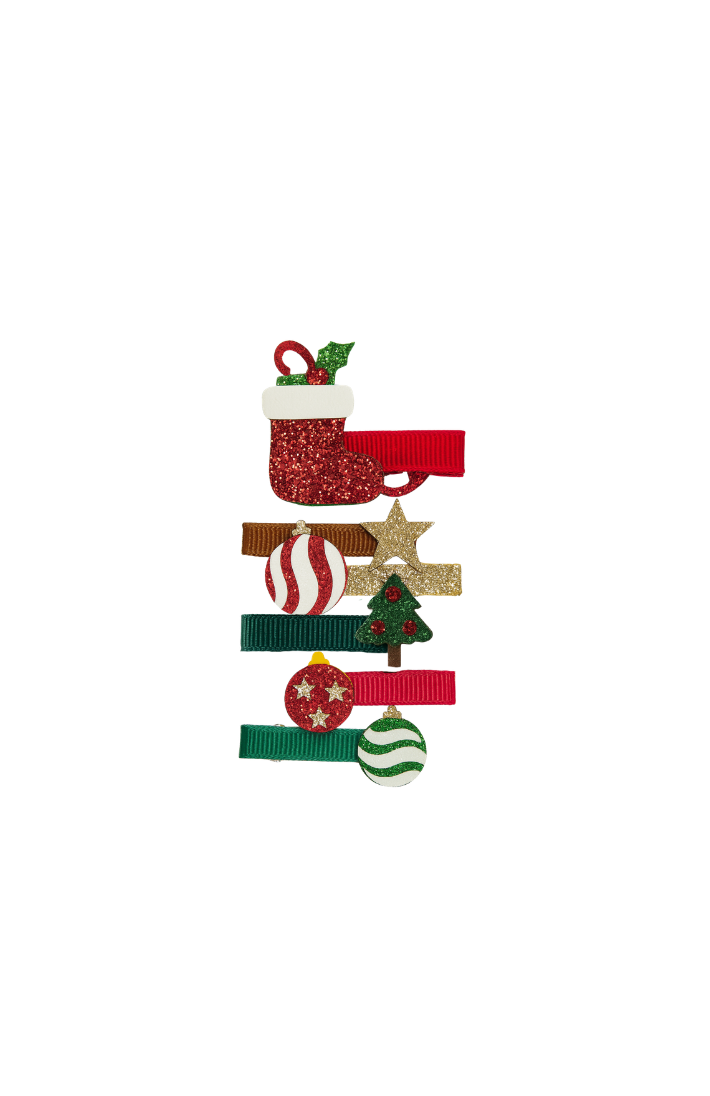 Set de 6 pinzas Jingle Jangle con motivos navideños.