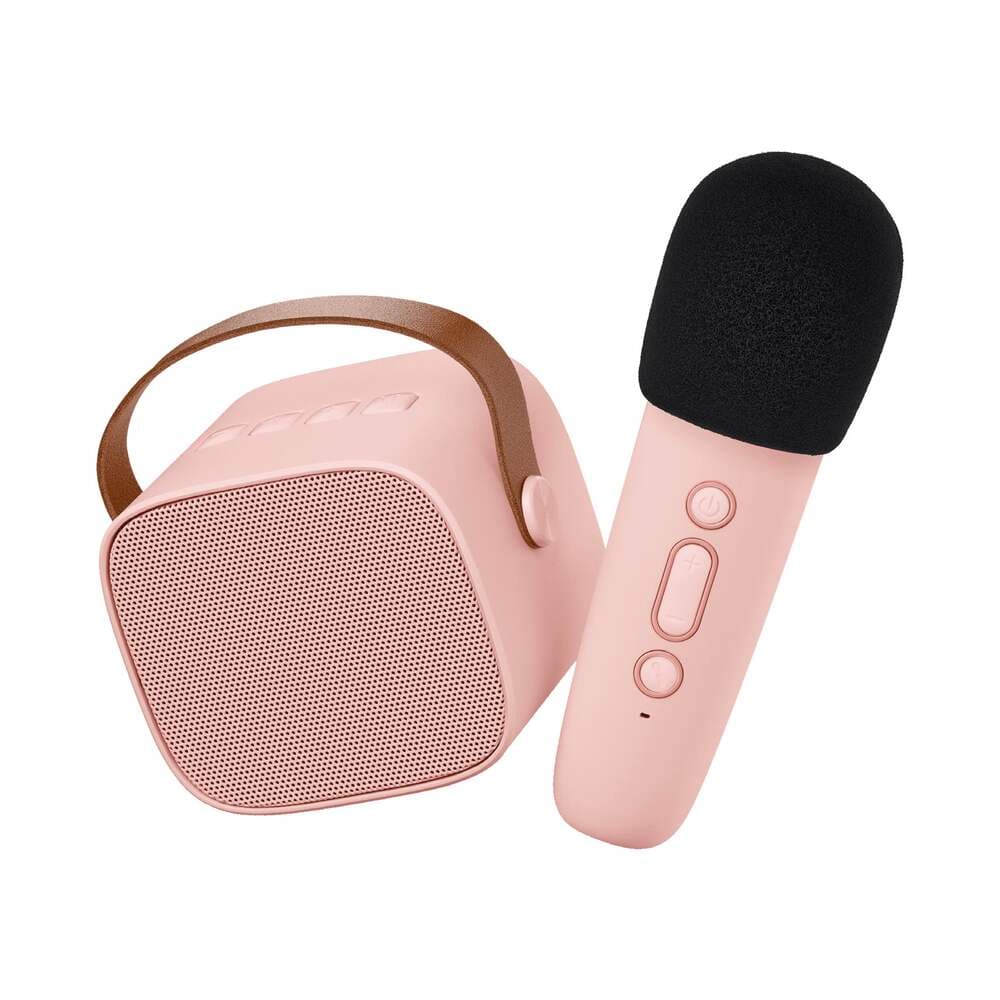 Karaoke Altavoz Bluetooth con micrófono Rosa