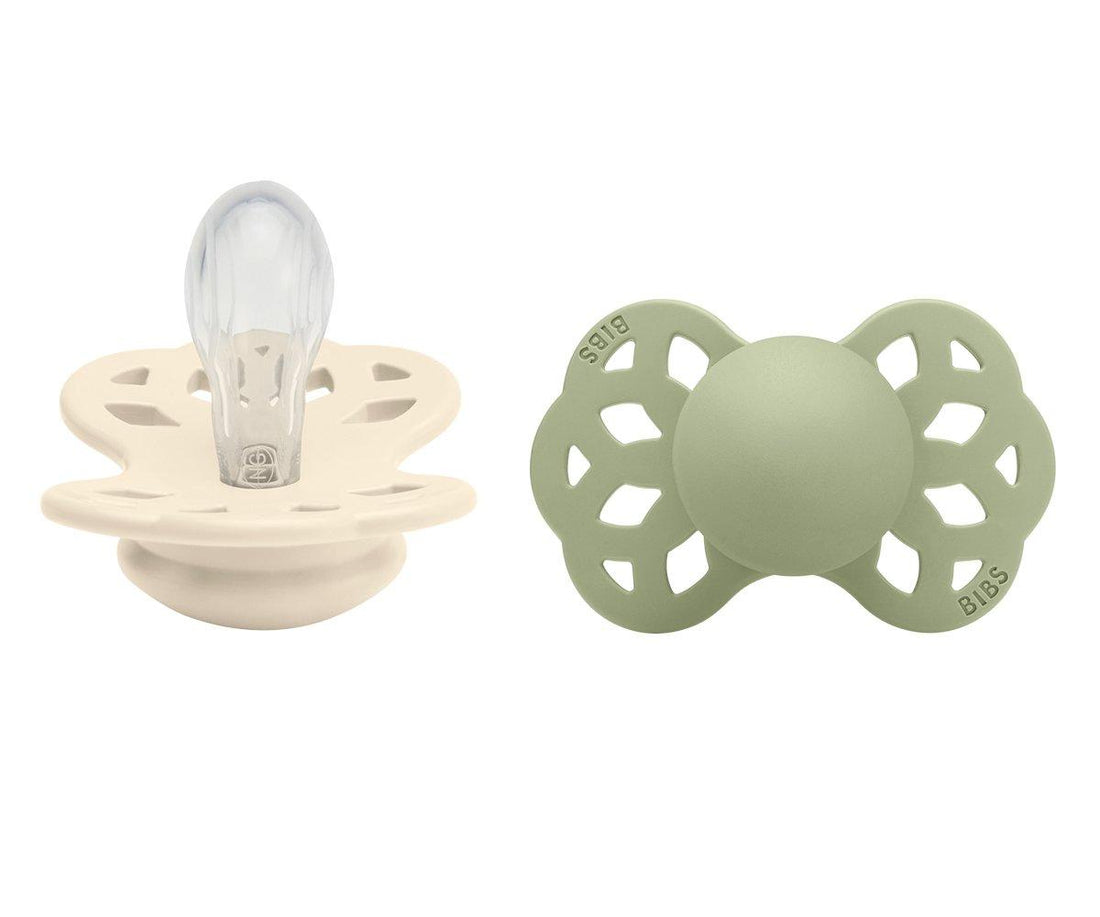 Pack 2 Chupetes Bibs Infinity Simétrica Ivory/Sage 0-6m