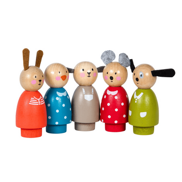 Conjunto de 5 Personajes de Madera Gran Familia de Moulin Roty