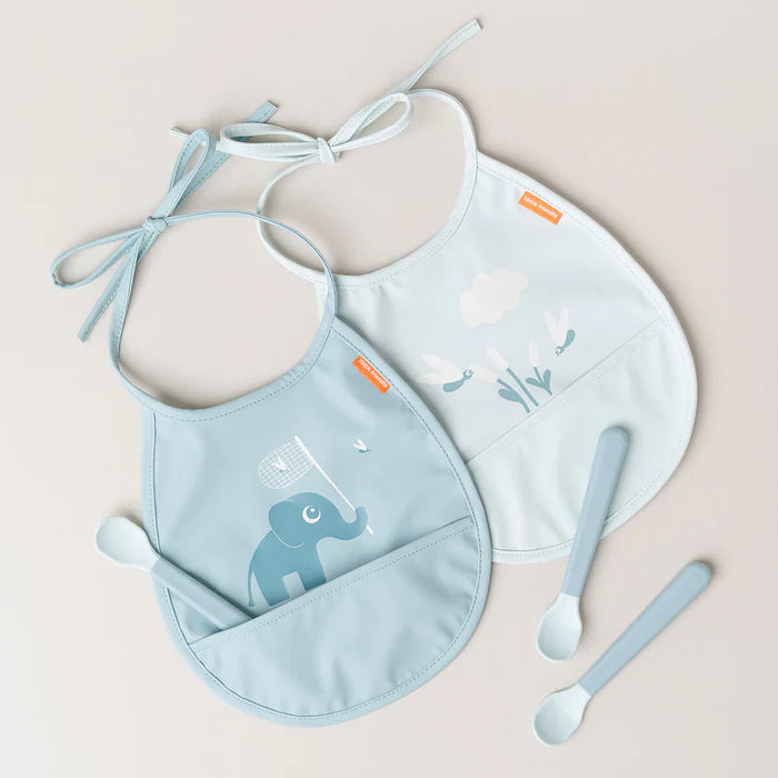 Pack de 2 Baberos Mini con Bolsillo Elphee Azul Done By Deer