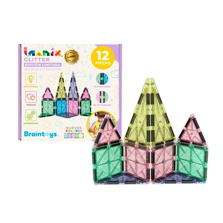 Juego de Construcción Braintoys Imanix Glitter 12 piezas