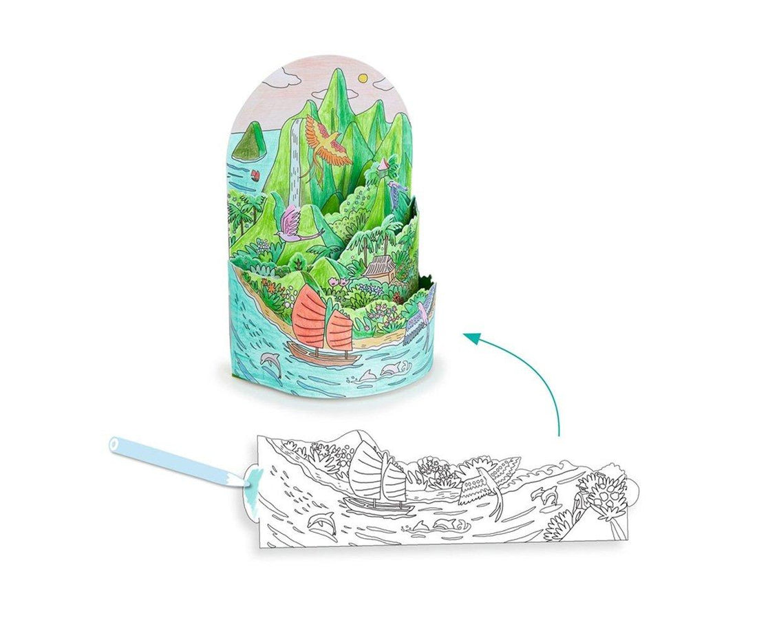 Colorear Diorama En la Cima de la Isla de Djeco