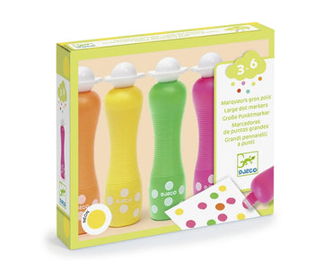 4 Marcadores Puntos Grandes Neón Djeco