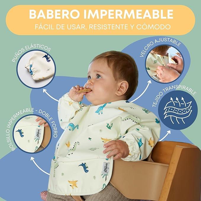 Babero Manga Larga Dinosaurios Babaté Kids