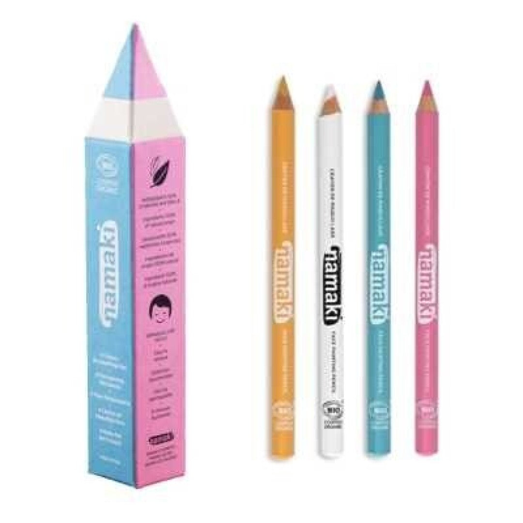 Set de 4 Lápices Finos Maquillaje (Amarillo, Rosa, Turquesa, Blanco) Namaki