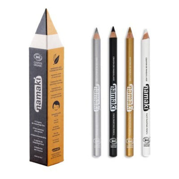 Set de 4 Lápices Finos Maquillaje (Oro, Plata, Negro, Blanco) Namaki