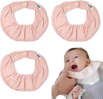 Babero algodón monocolor Rosa Pack 3 Babaté Kids