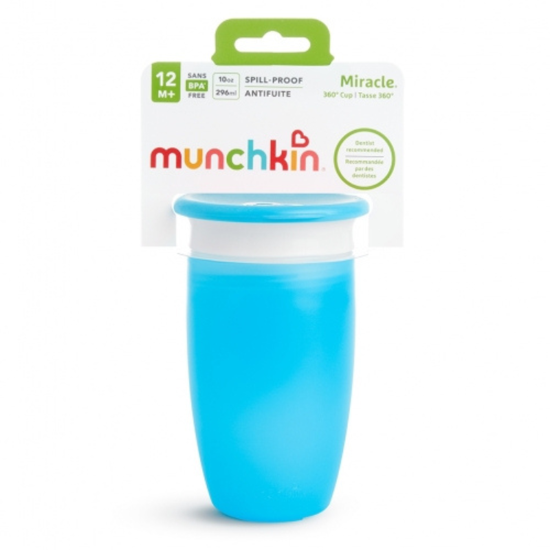 Vaso Antigoteo Miracle 360º Azul (295ml)+tapa de Munchkin