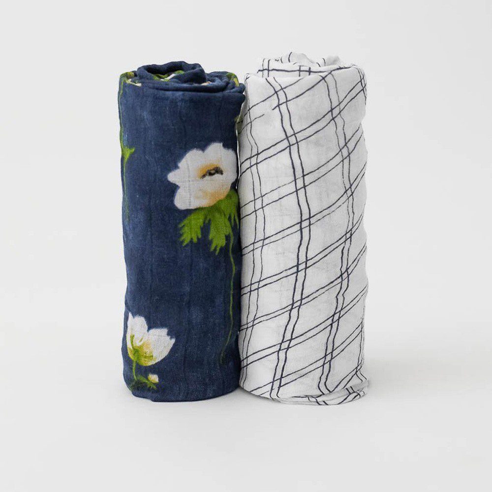 Muselina Bambú White Anemone de Little Unicorn 120x120 (2 Uds)