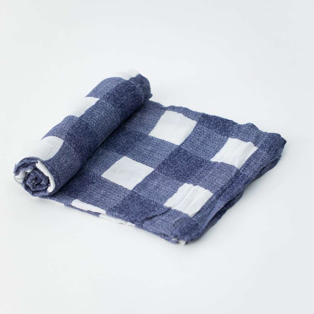 Muselina Bambú Blue Plaid de Little Unicorn 120x120