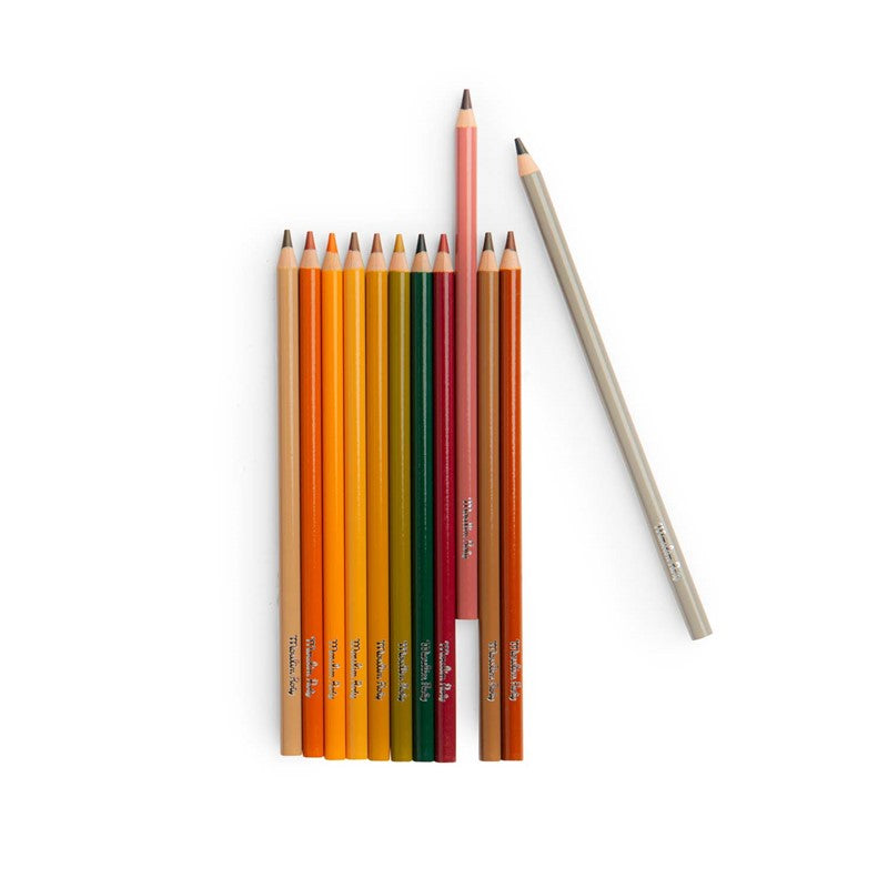 12 Lápices de Colores + Tarjetas El Jardinero de Moulin Roty
