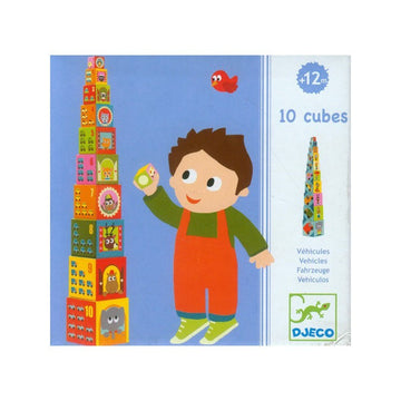 Primera Edad 10 Cubos Apilables Vehículos Djeco