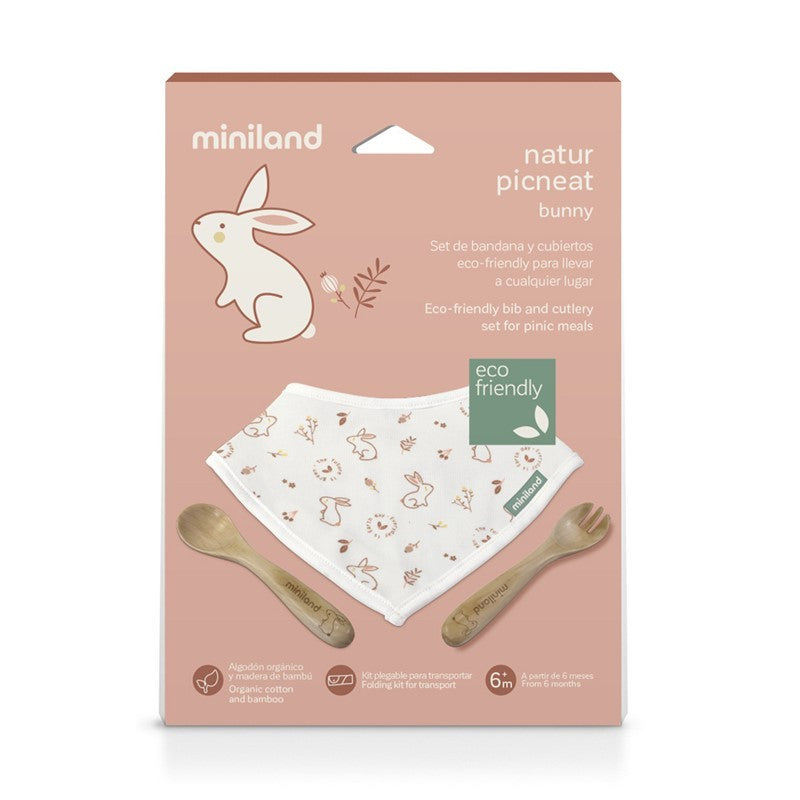 Juego de Cubiertos y Bandana Natur Picneat Bunny Miniland