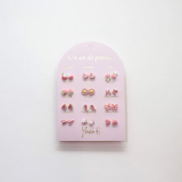 12 pares de pendientes Rosa YB