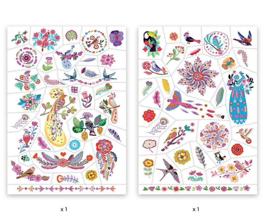 Tatuajes Pájaros Brillantes Djeco