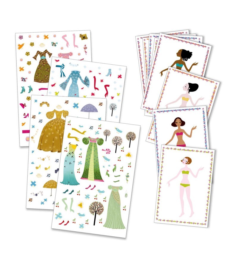 Pegatinas Muñecas de Papel Vestidos de las 4 Temporadas Djeco