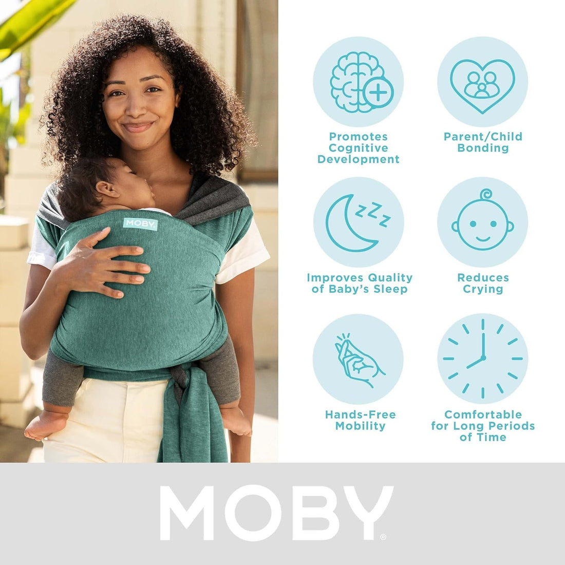 Fular Portabebés Moby Wrap Evolution Reversible Jade-Grey