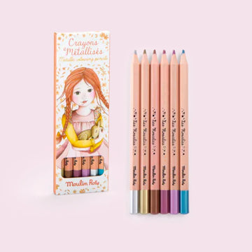 6 Lápices de Colores Metalizados Rosalies De Moulin Roty