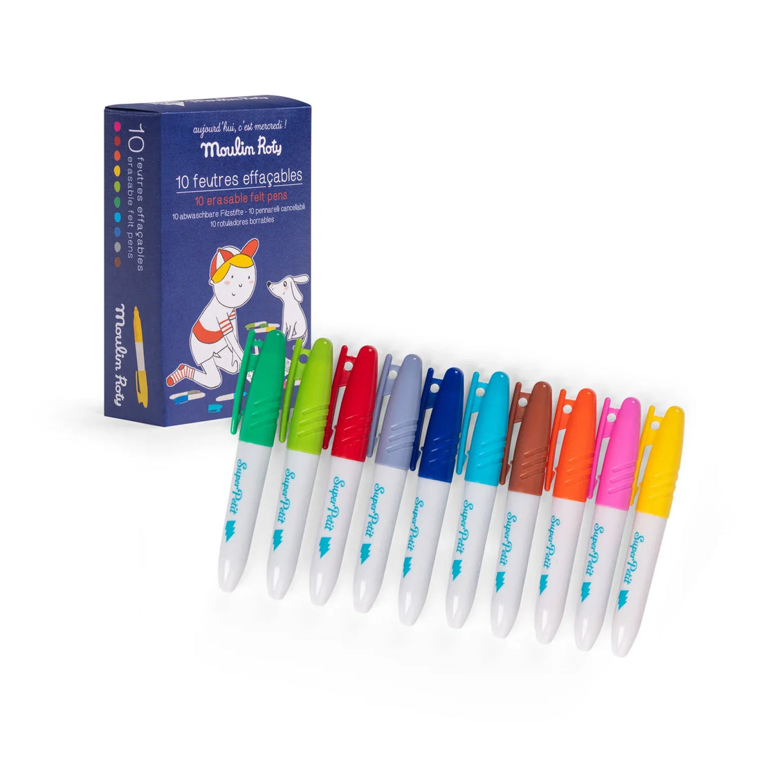 Set de 10 Rotuladores Borrables Aurjourd'hui c'est Mercredi de Moulin Roty
