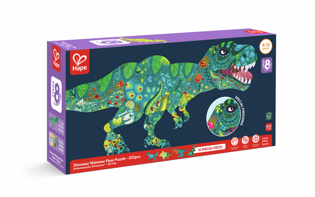 Puzle de Suelo Brillante de Dinosaurios - 200 pzs Hape