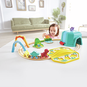 Equipo de Tren de Dinosaurios con Cubo de Hape
