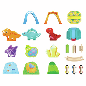 Equipo de Tren de Dinosaurios con Cubo de Hape