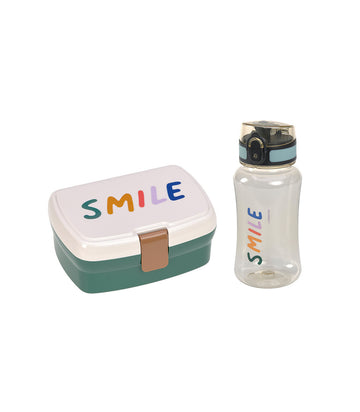 Pack Botella y Fiambrera Smile Milky/Ocean Green Lässig