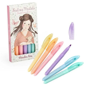 6 Colores Rotuladores Pastel Rosalies De Moulin Roty