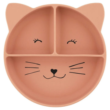 Plato Compartimentado Silicona con Ventosa Gato