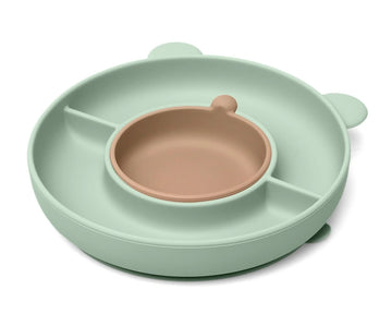 Plato de Silicona Verde con Compartimentos y Ventosa Kiokids